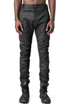 Zip detail slim stretch cotton pants, Black Leather