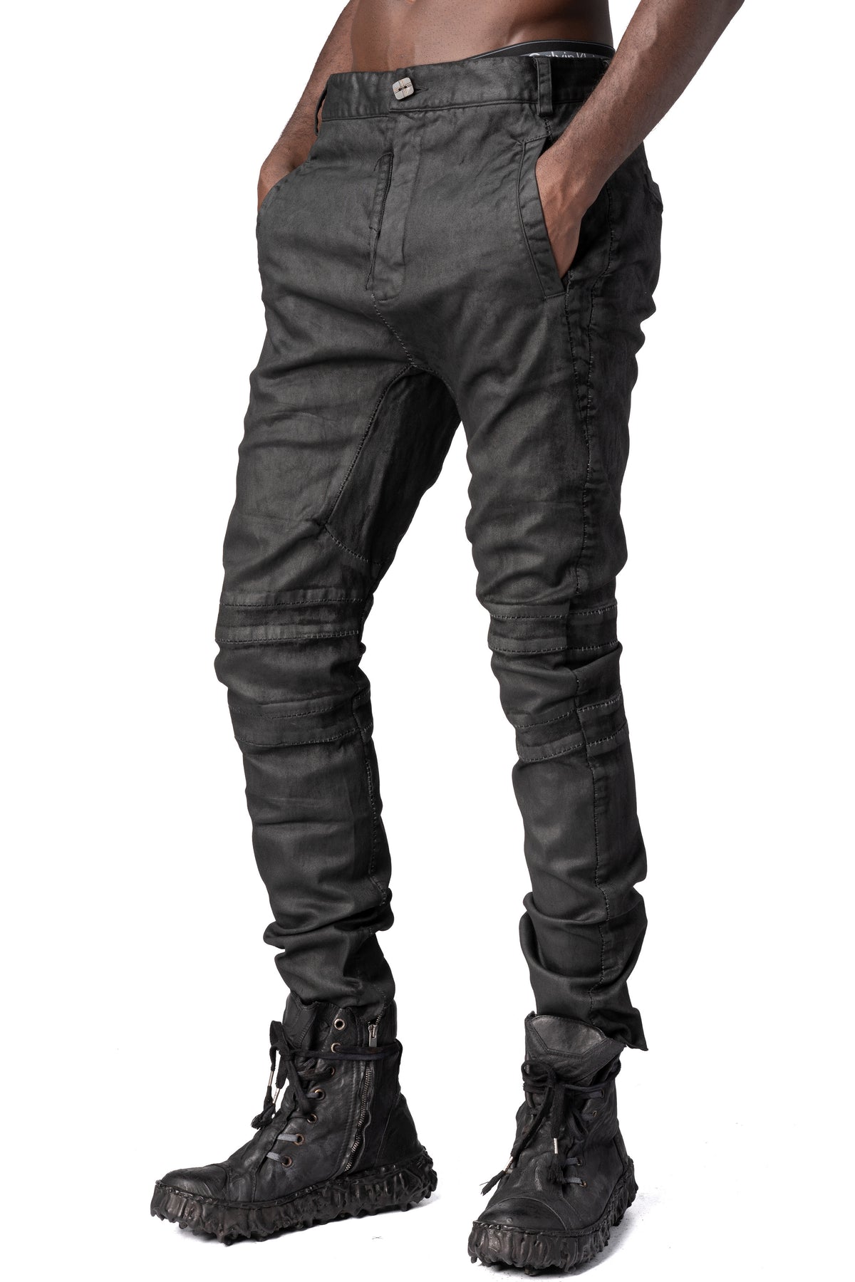 MD75 | AW26 - Zip detail slim stretch cotton pants, MD13169