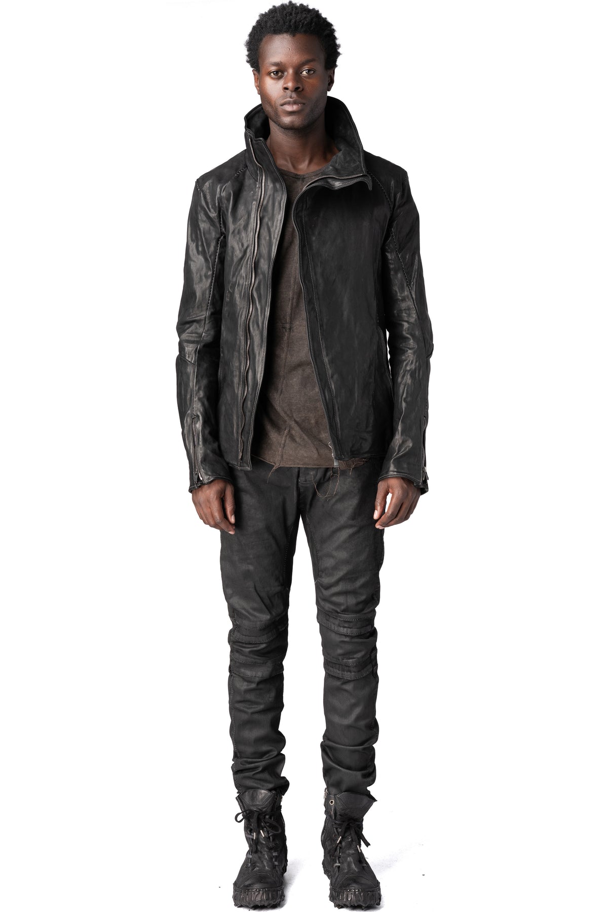 Incarnation | AW26 - Horse leather high collar blouson, Black 11-41497S
