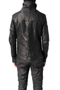 Horse leather high collar blouson, Black