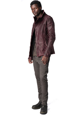 Incarnation | AW26 - Horse leather high collar blouson, Burgundy 11-41497S