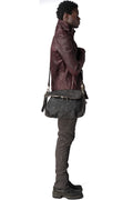 Nubuck leather shoulder bag, Dark Charcoal
