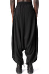 Oversized low-crotch embossed fleece trousers, Black