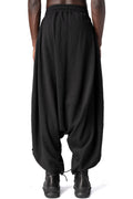 Oversized low-crotch embossed fleece trousers, Black