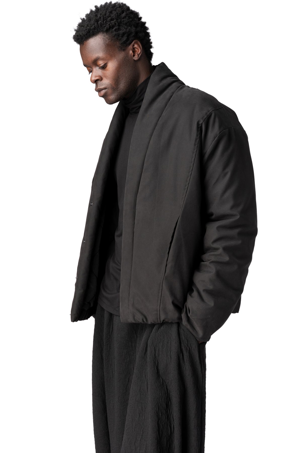 La Haine Inside Us | AW26 - Cropped lightweight padded lyocell jacket, Black M1304