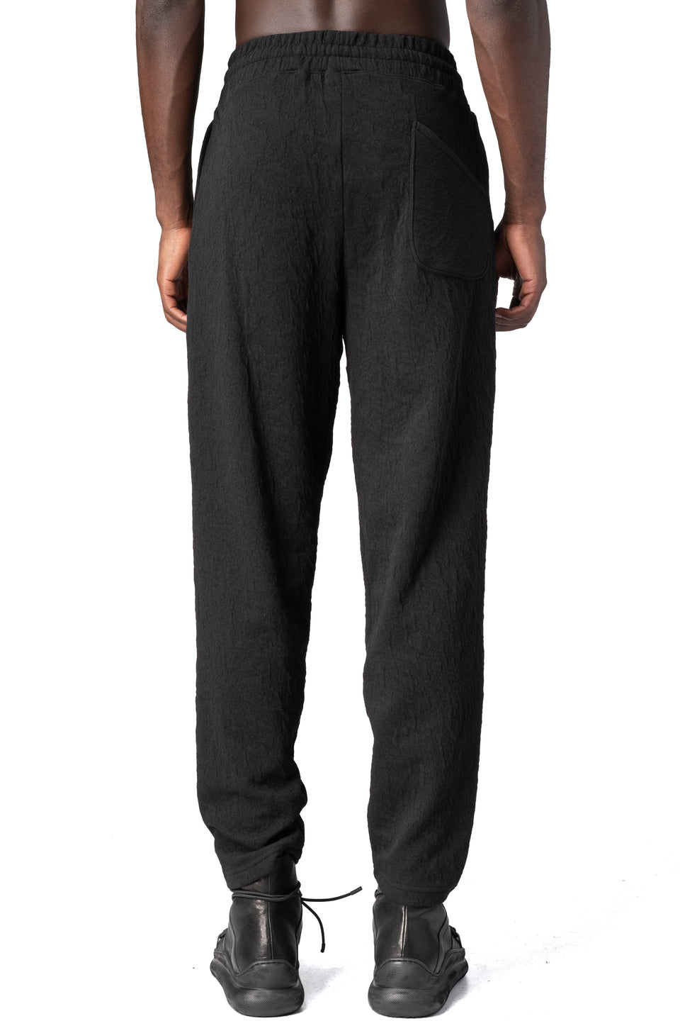 Regular fit embossed fleece trousers, Black