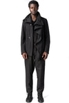 Regular asymmetric textured cotton jacket, Black