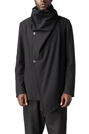 La Haine Inside Us | AW26 - Regular asymmetric textured cotton jacket, Black M1364