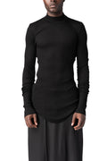 Ribbed high neck long sleeve top, Black