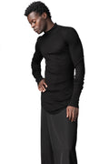 Ribbed high neck long sleeve top, Black