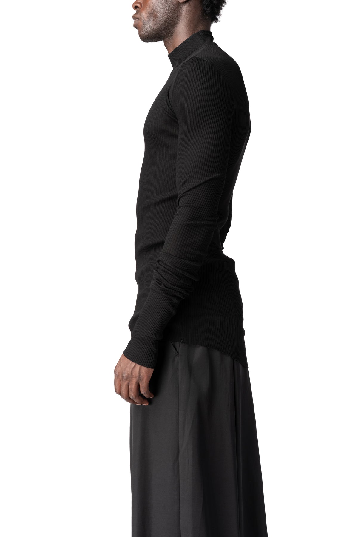 Julius_7 | AW26 - Ribbed high neck long sleeve top, Black 957CUM5
