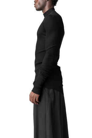 Julius_7 | AW26 - Ribbed high neck long sleeve top, Black 957CUM5