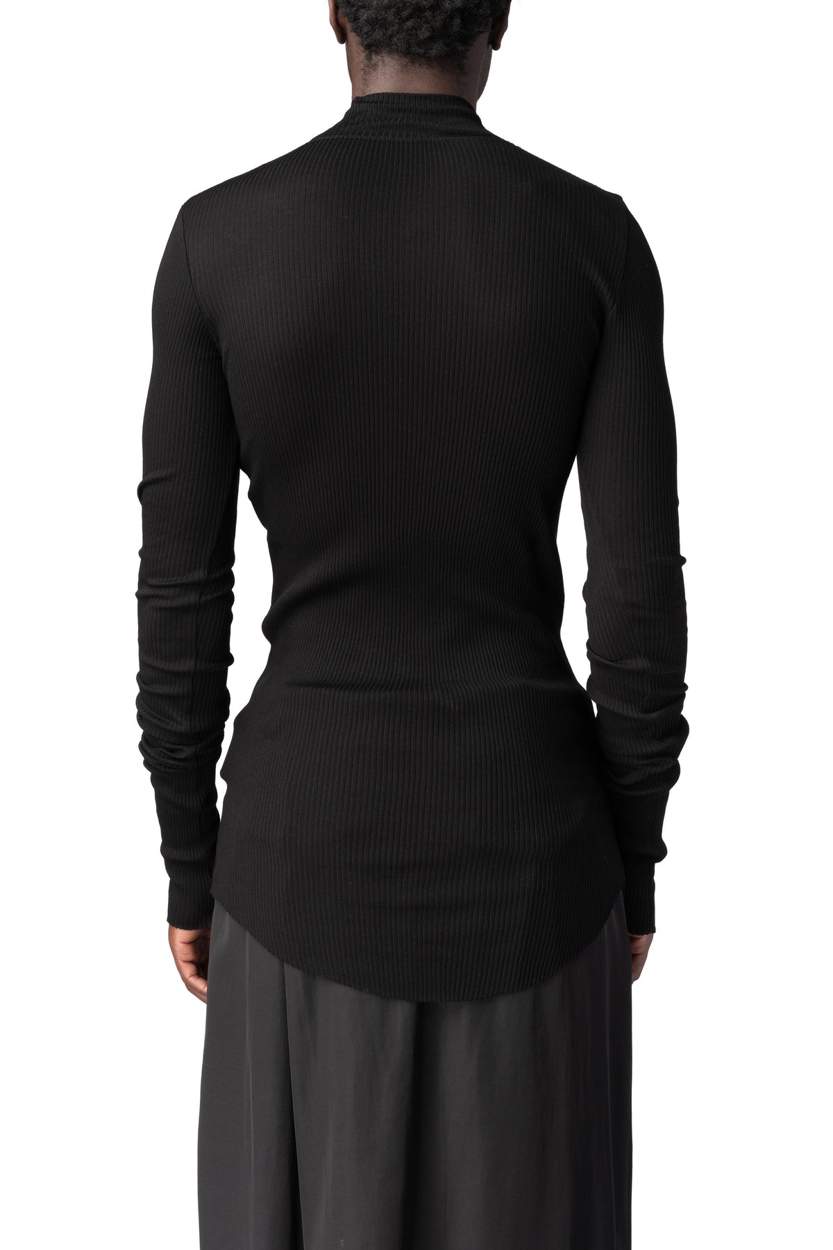 Julius_7 | AW26 - Ribbed high neck long sleeve top, Black 957CUM5