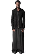 Zip-front thermal knit top, Black