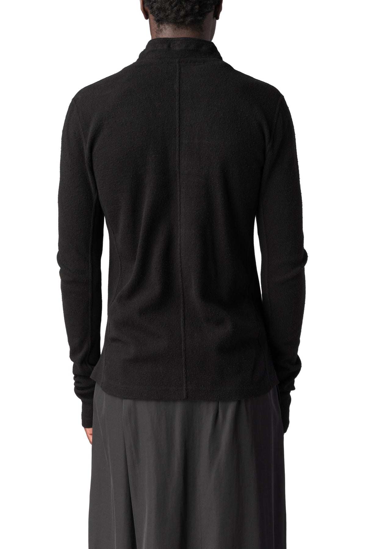 Julius_7 | AW26 - Zip-front thermal knit top, Black 957CUM1