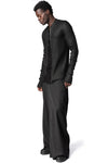 Coated zip-front knit cardigan, Black