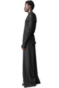 Coated zip-front knit cardigan, Black