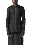 Coated zip-front knit cardigan, Black
