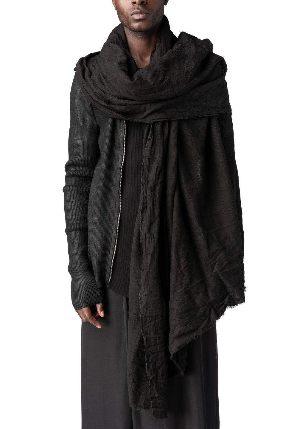 Camouflage jacquard scarf, Black