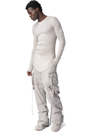Julius_7 | AW26 - Ribbed crewneck long sleeve top, Plaster 957CUM6