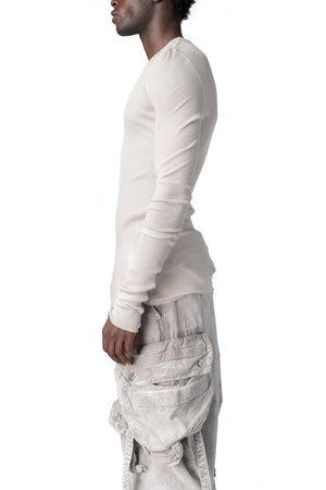 Julius_7 | AW26 - Ribbed crewneck long sleeve top, Plaster 957CUM6