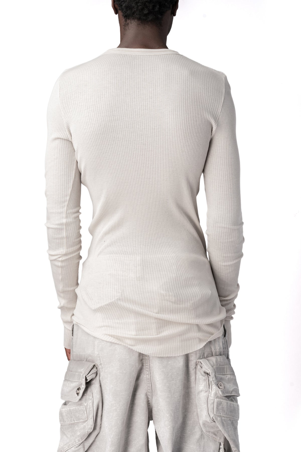 Julius_7 | AW26 - Ribbed crewneck long sleeve top, Plaster 957CUM6