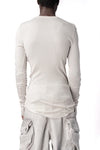 Ribbed crewneck long sleeve top, Plaster