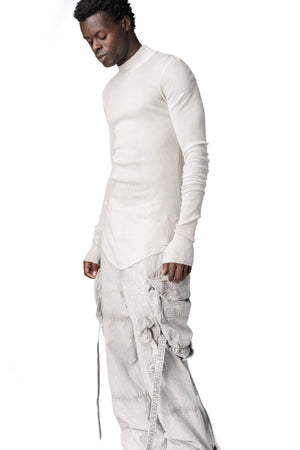 Julius_7 | AW26 - Ribbed high neck long sleeve top, Plaster 957CUM5