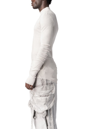 Julius_7 | AW26 - Ribbed high neck long sleeve top, Plaster 957CUM5