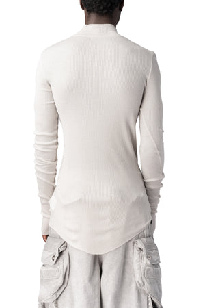 Julius_7 | AW26 - Ribbed high neck long sleeve top, Plaster 957CUM5