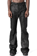 Coated denim flared jeans, Black