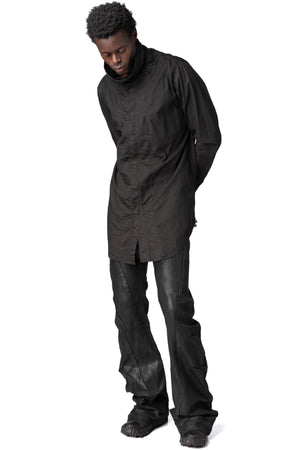 Julius_7 | AW26 - High collar twill shirt, Black 957SHM1