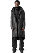 Hooded coated long coat, Black