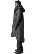 Hooded coated long coat, Black
