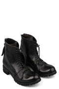 Washed calfskin lace-up zip ankle boots