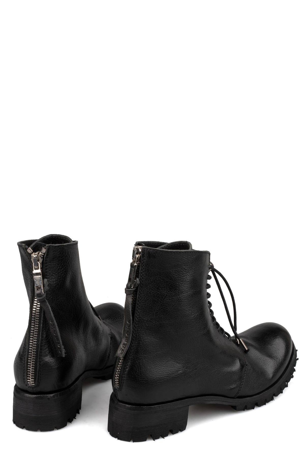 Washed calfskin lace-up zip ankle boots