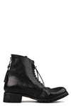 Washed calfskin lace-up zip ankle boots