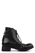 Washed calfskin lace-up zip ankle boots