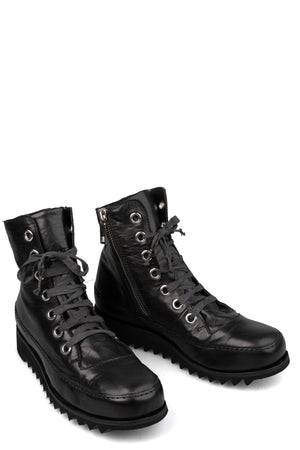 Horse leather high-top zip sneakers