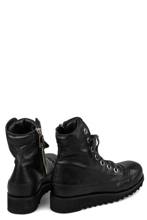 Horse leather high-top zip sneakers
