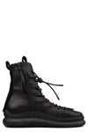 High top laced zip calf leather sneakers