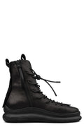 High top laced zip calf leather sneakers