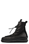 High top laced zip calf leather sneakers