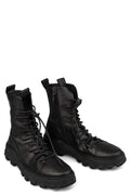 Laced calf leather zip combat boots | RIGHT BALANCE