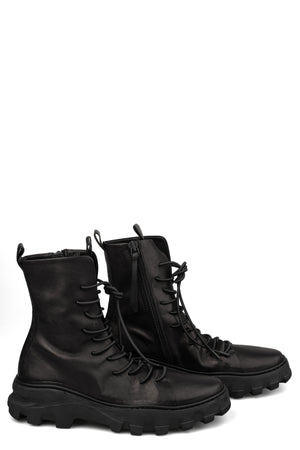 Laced calf leather zip combat boots | RIGHT BALANCE