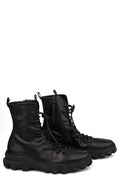 Laced calf leather zip combat boots | RIGHT BALANCE