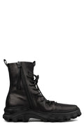 Laced calf leather zip combat boots | RIGHT BALANCE