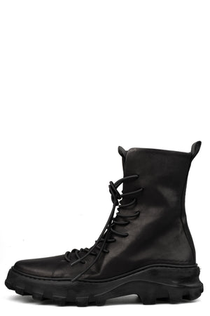 Laced calf leather zip combat boots | RIGHT BALANCE