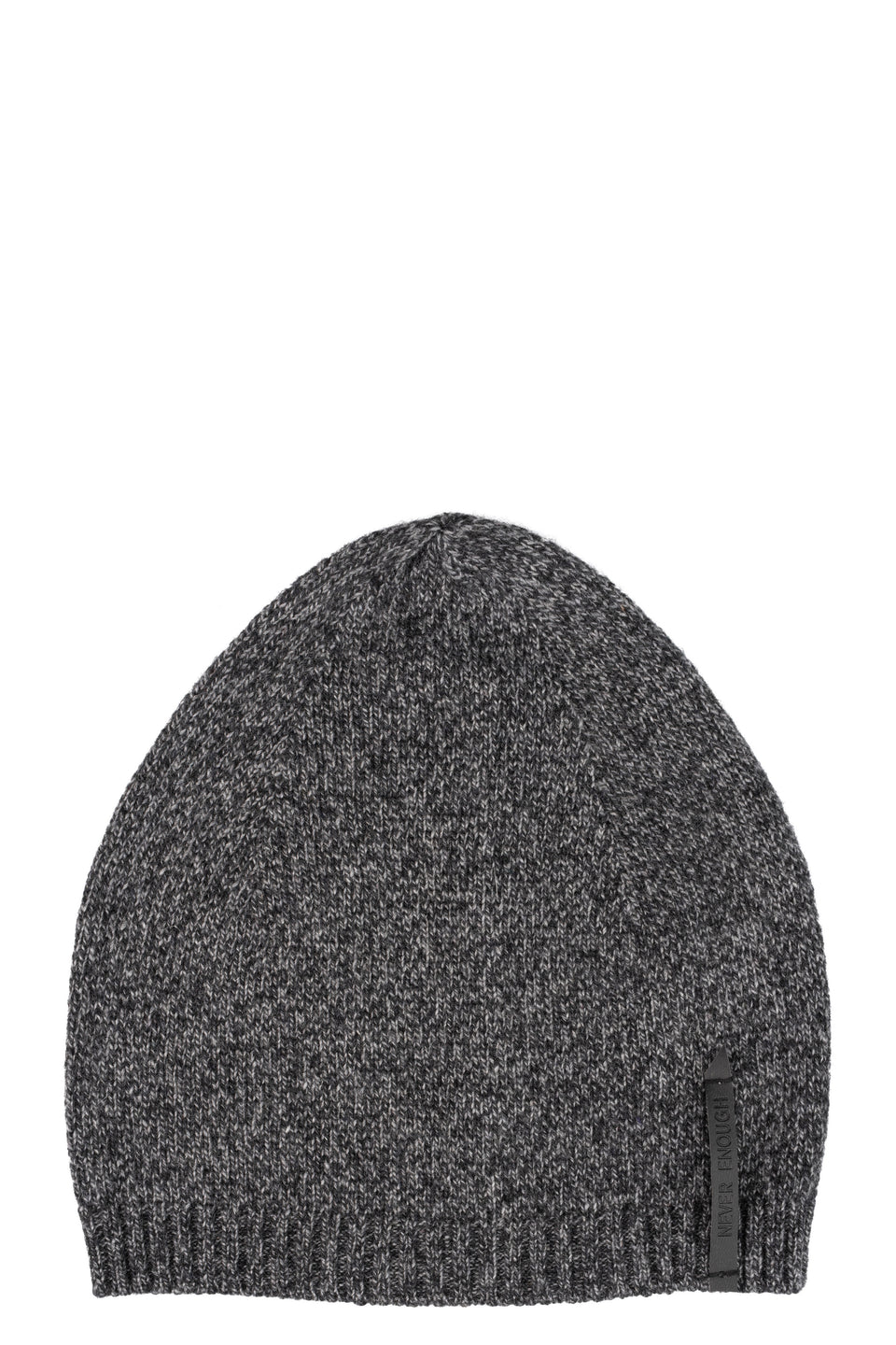 Ribbed knit wool blend hat, Black/ Grey melange