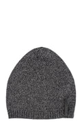 Ribbed knit wool blend hat, Black/ Grey melange